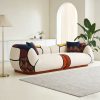 product-fancy-4c68eaca-1ecb-488b-b7b7-120eaea16e74 102" Oversized Modern Curved Sofa, 4-Seat Chenille Couch for Living Room Apartment, Minimalist Boneless Sectional Floor Lounge Couches with Bohemian Style Pillows, No Assembly