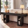 OMCHOM 70.9" Long Console Table with Storage Shelves, Modern Oval Entryway Table, Thick Heavy Duty Narrow Sofa Table with Storage, Accent Table for Behind Couch Living Room Hallway Foyer, Natural Wood