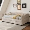 product-fancy-4c6ebad9-489e-4c5d-8685-134ded27ed6c 79.5" Tufted Linen Upholstered Daybed with Trundle Frame No Box Spring Needed for Living Room Bedroom