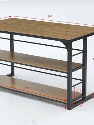 62.99-Inch Kitchen Island with Storage, 3-Tier Solid Wood Island Table with Open Shelves, Large Prep Table for Kitchen Dining Room, Rustic Brown