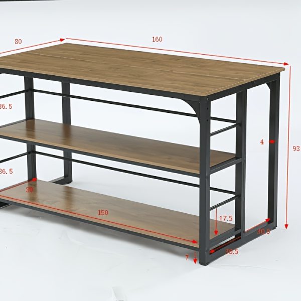 product-fancy-4c9fba95-11ef-4af7-baee-6ee8d7dd7da2 62.99-Inch Kitchen Island with Storage, 3-Tier Solid Wood Island Table with Open Shelves, Large Prep Table for Kitchen Dining Room, Rustic Brown