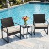 Bezseller 3pcs Outdoor Furniture Set, Rattan Bistro Set with Coffee Table, Sturdy Steel Frame with Cushions for Garden, Balcony, Poolside, And Backyard