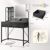product-fancy-4d05f5ff-634a-48a6-b6d0-3f7664c0cf6c Vanity Desk with Lights, Makeup Vanity with Power Strip, Dressing Table Set with 5 Large Drawers, Vanity Mirror 3 Lighting Color Adjustable