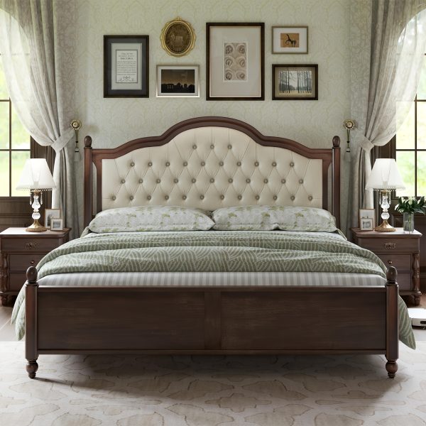 A Sturdy Wooden Bed Frame, Featuring a Stylish Platform Design with a Sophisticated 52.5" Upholstered Tufted Headboard, Merging Strength with Elegance