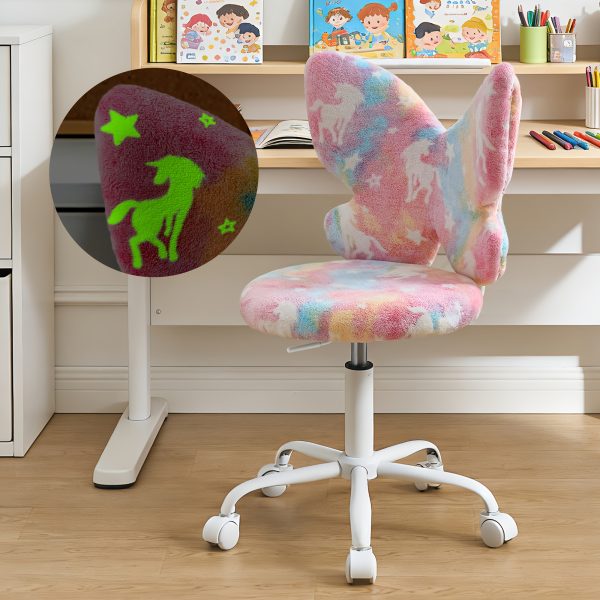 product-fancy-4d297d18-543d-4cbc-9319-bf28d832e791 Girls Desk Chair - Comfy Swivel Kids Desk Chair for Girls Room, Fluffy Butterfly Kids Office Chair for Reading & Vanity