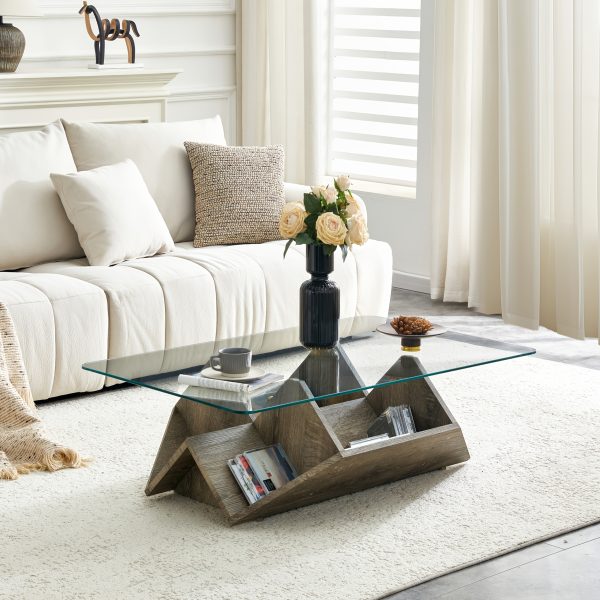 product-fancy-4d3afaad-6364-4e82-9caa-e4d99e8f51aa Coffee Table, Modern Multi-Storage Tempered Glass & MDF, Spacious Storage Compartments for Daily Essentials, Sturdy Construction Coffee Table for Living Room Bedroom Office, Contemporary Stylish Design Home Furniture with Ample Storage Space