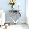product-fancy-4d529fb3-e487-47ee-b628-a1ed1414212c Crushed Diamond Silvery Mirror Base Heart Shaped Side Table, Mirror Finish Decorative Table for Bedroom, Entryway, Living Room.Small Mirrored Coffee Table