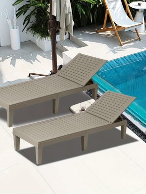 Outdoor Chaise Lounge Chair Set Of 2 For Outside Pool Patio, Adjustable Waterproof Easy Assembly Chaise Lounge Outdoor