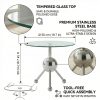 product-fancy-4d99e169-e55c-4d8c-8bd6-daa61a97b46e Sumdeal Modern Round Glass Side Table - 19.7" Stainless Steel End Table with Chrome Sphere Base - Small Tempered Glass Coffee Table for Living Room, Bedroom, & Bedside - Tool-Free Assembly(Silvery)