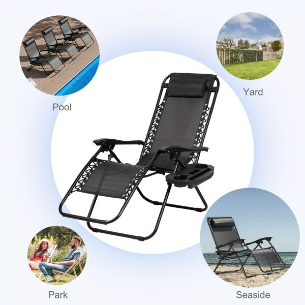 product-fancy-4da914b1-5177-485c-9f07-4b10a9bcf1e1 Set Of 2 Adjustable Relaxing Chairs, Zero Gravity Recliners With Cup Holder, For Patio, Lawn, Garden, And Beach