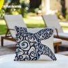 product-fancy-4dc7903c-b6e7-4feb-a691-db3c333ac57c 1pc Turtle Print Cushion Cover Suitable for Outdoor Indoor Use, 18x18 Inch Square Pillow Case with Zipper Closure, Blue White Gray Marine-Themed Decorative Cover for Garden Sofa Bed, Machine Washable Turtle Shell, 2D Flat