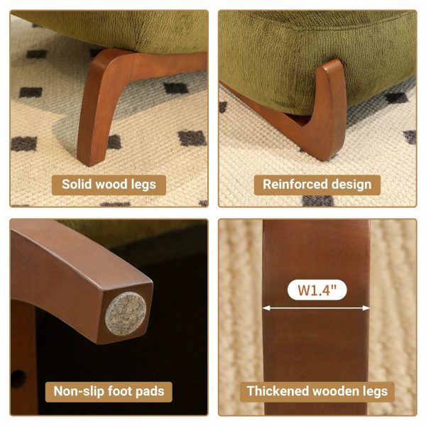 product-fancy-4df3c9f1-f763-4d37-9f82-5e6ebbc9ec1a Cute Accent Chair with Solid Wood Legs, Velvet Living Room Chair with Soft Cushion, Cozy Bedroom Chair, Comfy Armless Reading Chair for Apartment, Waiting Room, Balcony