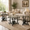 product-fancy-4df3f6c8-0a15-4993-8882-f2ba2b499070 3pcs Round Glass Coffee Table Set, Tempered Glass Top with Black Metal Frame, Modern Living Room Furniture Set with 1 Coffee Table & 2 End Tables for Apartment Small Spaces