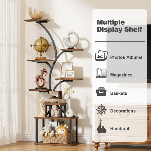 product-fancy-4e3c39ce-ca7f-4a26-8103-149a2aa0ecb5 CODACE 1pc Bookcase with LED Lights, 8-tier Corner Display Stand, 62" Multi-functional Metal Display Shelf for Plants, Handicraft, Tree-shaped Plant Shelf for Living Room, Study, Bedroom, Balcony, Entrance, Home Decor, Good Gift Choice Easter's Gift