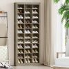product-fancy-4e3db903-3285-4f49-af3a-678f6f63837e Shoe Storage Unit, Accommodates 36 Pairs, Freestanding Closet Organizer, 8.8-Inch Wide Wooden Shoe Organizer, 12-Tier Vertical Shoe Rack for Entryway And Bedroom, in White And Greige