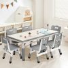 product-fancy-4e72a41e-f616-4187-92c0-9d58d16bd67b Kids Table And 6 Chairs Set, Rectangular Plastic Graffiti Desk, Preschool Activity Art Craft Table, for Boys And Girls Halloween Christmas Gifts