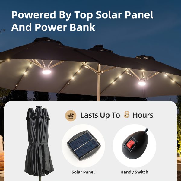 product-fancy-4eacfb8a-a01b-43a1-8582-4c5ff0d45293 15ft Double Sided Patio Umbrella With 36 Solar LED Lights, 8Hr Auto-Illumination, Commercial-Grade Wind-Resistant Steel Frame & Premium Polyester Fabric, Outdoor Oversized Market Table Umbrella - 12 Heavy Duty Ribs (Base Included)