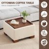 product-fancy-4f0af8b8-5565-4eae-ac43-fc022baeab36 24" Square Ottoman Coffee Table With Storage, Fabric Ottomans With Tray And Solid Wood Legs For Living Room, Bedroom And Apartments, Small Modern Ottoman Tea Table With Lift-Off Lid
