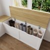 product-fancy-4f53c06f-3e91-4324-92ba-013448ace154 Modern Multi Functional Corner Shoe Changing Stool With Flip Storage Cabinet, Shoe Cabinet For Bedroom, Hallway & Enterway, White And Natural
