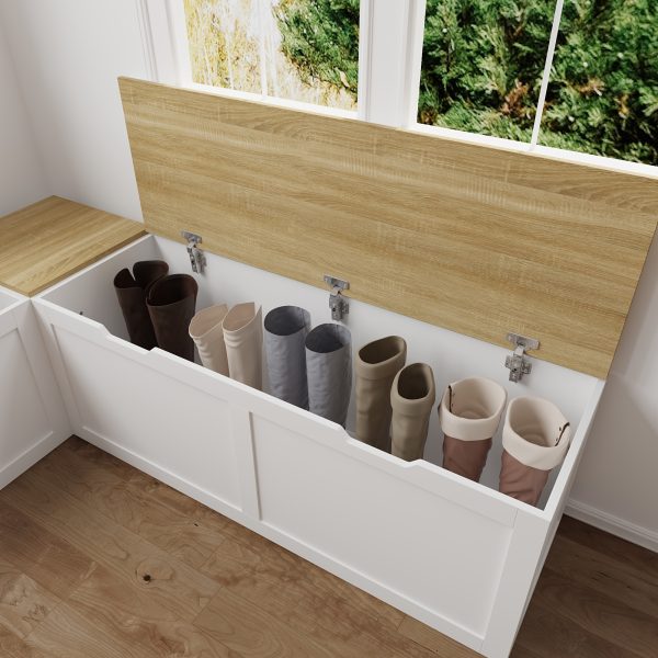 product-fancy-4f53c06f-3e91-4324-92ba-013448ace154 Modern Multi Functional Corner Shoe Changing Stool With Flip Storage Cabinet, Shoe Cabinet For Bedroom, Hallway & Enterway, White And Natural