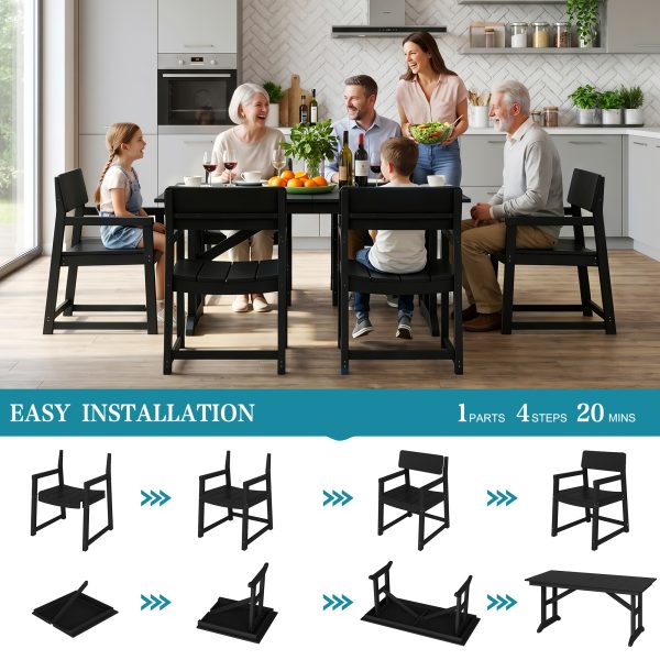 5- And 7pcs Patio Dining Set, Outdoor Table And Chairs, All Weather Furniture with Umbrella Hole for Backyard Garden Deck Lawn Pool