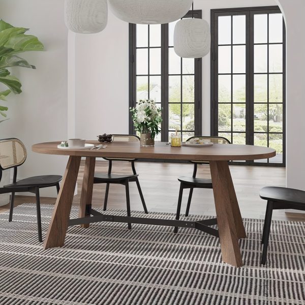 product-fancy-4f78a1f3-9880-4da9-b941-6d0ac1ac4abb 70.86" Oval Dining Table Suitable for 6 to 8 People, Featuring Robust Tapered Legs, Ideal for The Living Room
