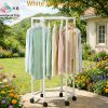 product-fancy-4f93aac4-c0ac-47ce-8740-41f3ca8ba0bc Rotating Clothing Rack with Wheels, Heavy Duty Metal Garment Rack for Hanging Clothes, Multifunctional Rotating Clothing Organizer, Freestanding Closet Organizer for Bedroom, Laundry Room, Space Saving Closet Storage for Coats, Dresses, Pants