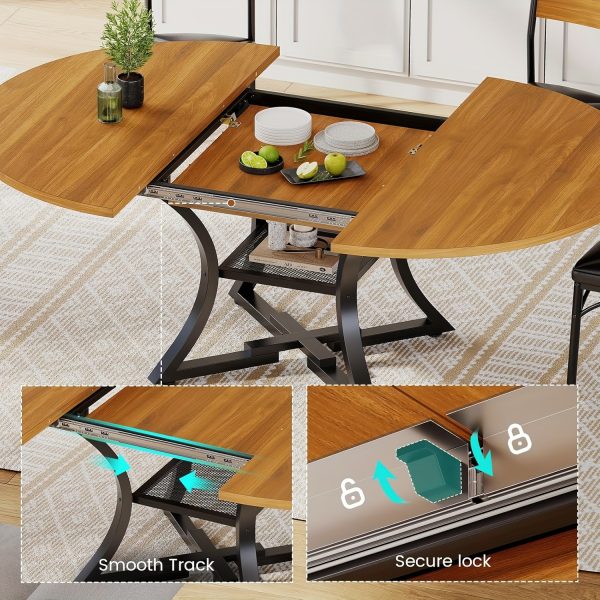 product-fancy-4fb1027f-1155-49df-a836-e45c2234c90d 5pcs Kitchen Table Set with Round Extendable Dining Table for 4-6 Individuals, Ideal for Compact Dining Areas