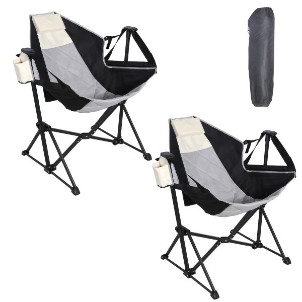 product-fancy-4fcea7a3-8ace-4fb1-a1ef-79c236f03225 2 Rocking Camping Chairs with Cup Holders, Hammock Chair, Folding Rocking Chair, Outdoor Lounge Chair, Portable Fishing Chair, Patio Leisure Chair, Heavy Duty Folding Chair Suitable for Patio, Outdoor, Camping, Travel