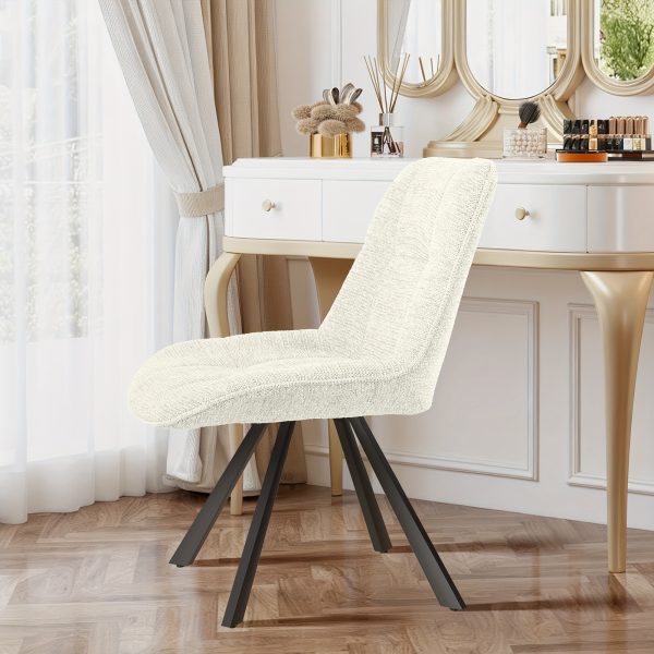 product-fancy-4fdd46ed-8137-4127-81c1-1cefb91cb059 Vintage Swivel Accent Chair with 180-Degree Rotation, Cushioned Seat - Armless Vanity/Side Chair for Dressing Table, Bedside or Home Office - Easy Assembly, White/Blue/Brown (Black Frame, Non-Wood) - Ideal for Small Spaces & Reading Nook)