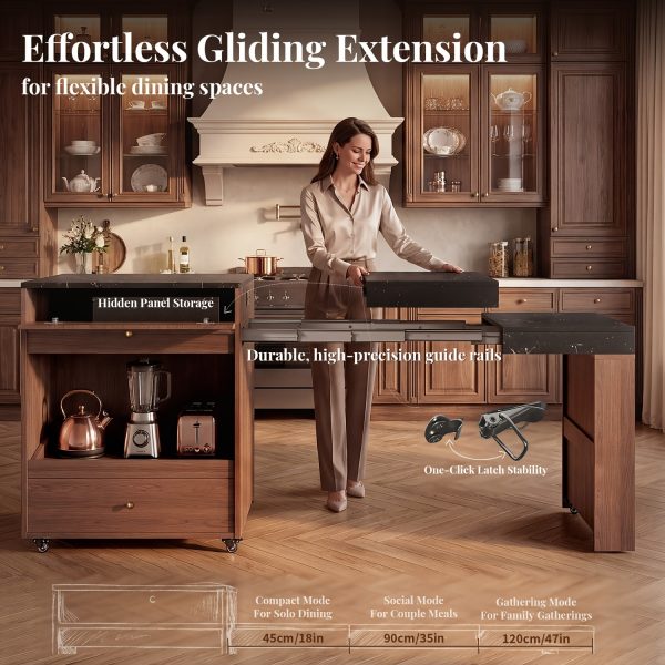 product-fancy-4fe36d66-0388-4979-9f46-52e9aaaf3d67 78.6 Inch Extendable Rolling Kitchen Island with Storage Drawers Open Shelves, Mobile Kitchen Cart, Drop-Leaf Breakfast Bar for Dining Room