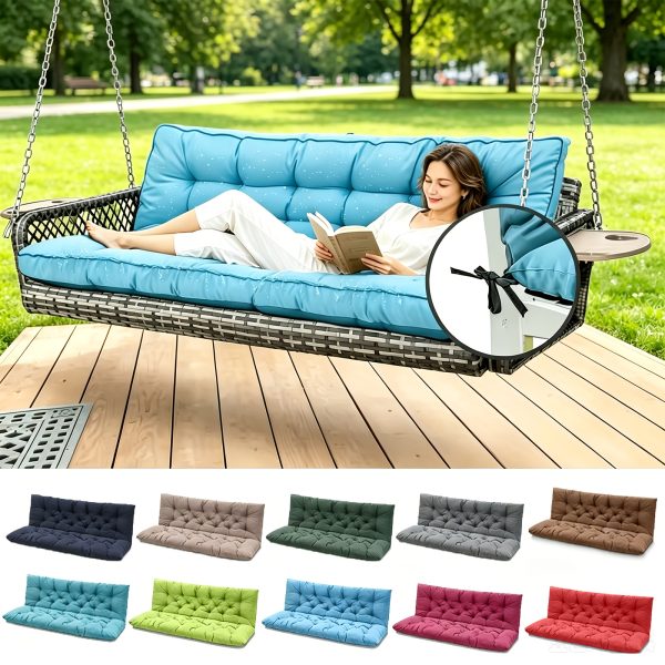 product-fancy-500a5640-5a0e-418b-b430-76a028566f16 3-Seater Waterproof Outdoor Porch Swing Cushion with Backrest - Suitable for Outdoor Furniture, Thick 5" Cushion, Machine Washable Suitable for Patio Bench, Garden Swing Chair, Backyard Cushions for Poolside and Deck