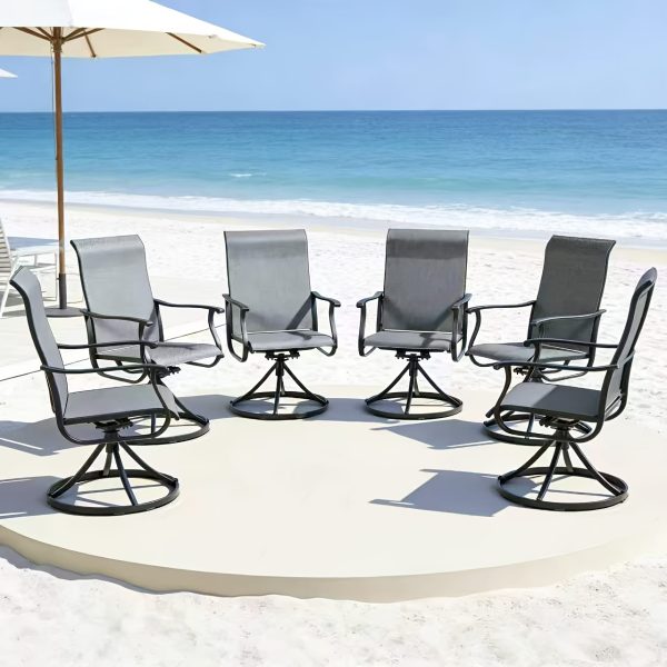 product-fancy-503c08bb-c63e-4f42-8f2d-aadc97fc0755 Patio Swivel Chair Set Of 2/4/6 Outdoor Dining Chairs W/High Back And Breathable Textilene, 350 LBS Capacity, All Weather Patio Rocking Chairs for Garden Backyard Deck