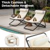 [Outdoor Folding Chair] TREXM 2pcs Outdoor Folding Chair, Rattan-Wrapped Patio Chair with Adjustable Backrest, Thick Cushion, and Detachable Headrest, for the Poolside, Beach, Backyard, Decck, and Camping