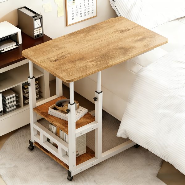 product-fancy-506a2da1-6c09-4ad5-a46e-65c21e77e098 Mobile Nightstand with Wheels, Height Adjustable Bedside Table with Storage Shelf, Rolling Side End Table for Bedroom, Dorm, Living Room, Easy Assembly& Space-Saving Caster Table for Small Spaces.