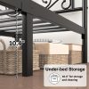 Bed Frame with Under-Bed Storage, Metal Platform Bed with Vintage Butterfly Pattern Headboard and Footboard, Twin/Full/Queen Size, No Box Spring Needed, Easy to Assemble, Noise-Free, Black/White