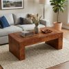 product-fancy-50931241-455e-48c4-b2c9-7c450d26ad0a Modern Burl Wood Finish Coffee Table Suitable for Living Spaces, Minimalist Rectangular Center Table with Brushed Block Legs & Density Board Top, Sturdy /Outdoor Furniture for, Balcony, Entryway - Assembly