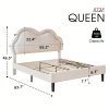 product-fancy-50ffde82-9bb8-47b1-8573-a3b0fff604a5 LUXOAK LED Velvet Platform Bed Featuring an Adjustable Cloud Headboard - No Box Spring Needed, Easy Assembly