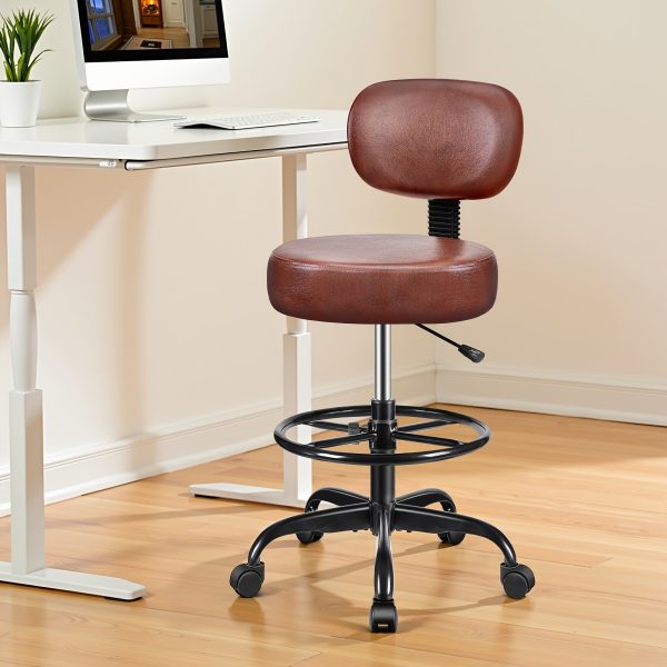 product-fancy-51087f6e-c5a4-4598-ad8a-940db1801816 KERDOM Adjustable Height Drafting Chair with Removable Backrest & Quiet-Rolling Wheels - 300 lbs Capacity PU Leather Swivel Stool, Ergonomic Metal Frame for Office, Studio, Clinic, Kitchen, Salon (Black), Ergonomic Chair, Studio Seating, Professional Seating, Premium Materials, Heightadjustable Stool, Office Professionals, Standing Desk Stool, Sleek Design, Durable Construction, Rolling Stool, Kitchen Stool