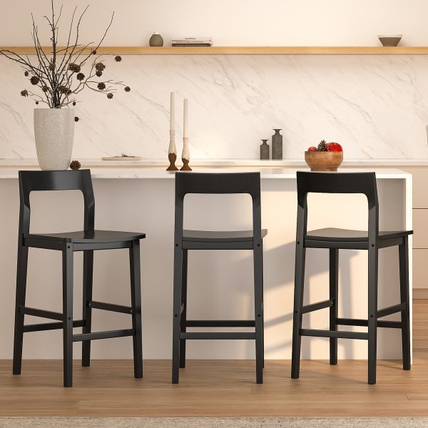 product-fancy-512b2795-60b5-4535-8cf6-cba1e0f989bc Counter Height Stools Set of 2, Farmhouse 25" Bar Stools with Solid Wood Legs& Back, Mid Century Modern Barstools Chairs for Kitchen Island, Dining Room, Cafe, Pub, Brown, Black