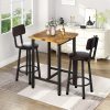 product-fancy-513f55aa-0098-4678-91c5-bc64efd8f89b Bar Table And Chairs Set For 2, 3pcs Square Bistro Pub Table With 2 PU Upholstered Stools, Counter Height Dining Table And Chairs Set, Pub Hight Dining Table Set Other(Furniture) For Kitchen, Living Room, Small Spaces, Rustic Brown