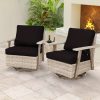 product-fancy-515e77e2-f642-4908-9005-b3edb1a4d052 2pcs Oversized Outdoor 360°Swivel Rocker Patio Chairs Set, 2pcs Oversized Rocking Chair, Outdoor Swivel Rocking Glider Chairs Set Of 2, PE Wicker Rattan Outdoor Patio Swivel Rocking Furniture Set for Garden Porch