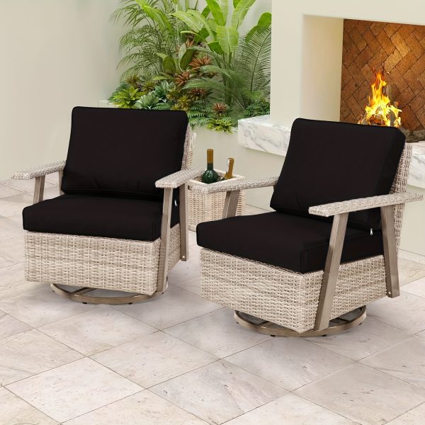 product-fancy-515e77e2-f642-4908-9005-b3edb1a4d052 2pcs Oversized Outdoor 360°Swivel Rocker Patio Chairs Set, 2pcs Oversized Rocking Chair, Outdoor Swivel Rocking Glider Chairs Set Of 2, PE Wicker Rattan Outdoor Patio Swivel Rocking Furniture Set for Garden Porch