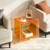 AESOME Modern Clear Acrylic Nightstand with Open Shelf - Portable Bedside Table Suitable for Small Spaces, Multicolor Contemporary Shelf Unit, Assembly Bedside Storage for Bedroom, Bathroom, Office, Living Room, Non-Wood
