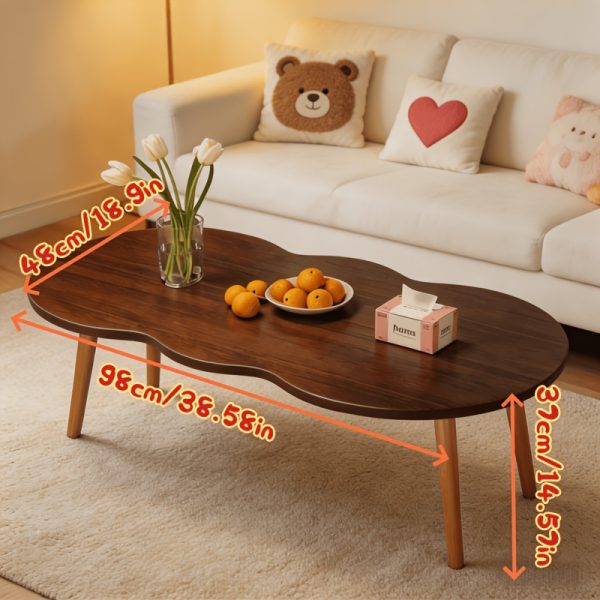 product-fancy-518514b4-10e7-4005-ae14-7f838b2622ad Modern Cloud-Shaped Coffee Table with Wavy Edge - Space-Saving Low Table Suitable for Small Spaces, Minimalist Nordic Style Engineered Table for Apartments, Easy Assembly Sofa Side Table for Bedroom, Balcony & Living Room Decor
