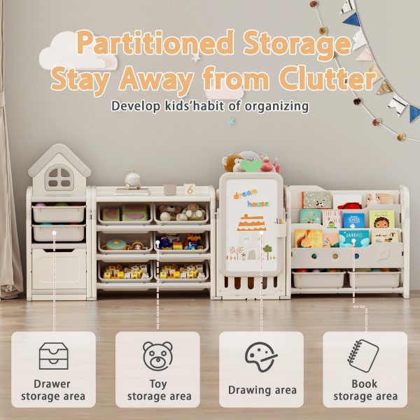 product-fancy-51a71a97-44f0-407e-b2e7-9ac8afba780c A Versatile Storage Solution for Featuring 10 Detachable Bins And a 3-Tier Bookshelf, Serving As a Multifunctional Organizer with a Drawing Board, Perfect for a Bedroom, Playroom, Or Living Area