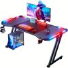 product-fancy-51aa5db3-ca27-4d7b-8b90-3a905d1db955 HOME DESK Gaming Desk With LED Lights Carbon Fibre Surface Gaming Table Large Computer Desk Ergonomic Home Office Desks Z Shaped PC Gamer Workstations With Headphone Hook & Cup Holder
