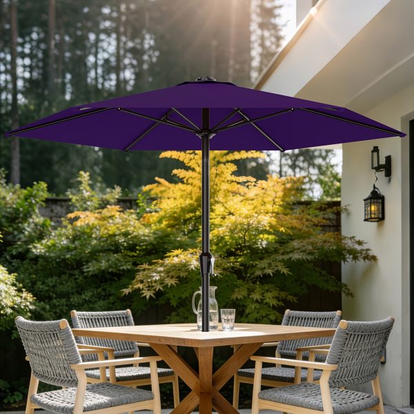 product-fancy-51bce946-3df8-4629-89b6-eaa7ff623d2d 9FT Outdoor Patio Umbrella, Market Table Umbrella with Crank & 6 Sturdy Ribs, UV Protection Windproof, Pool Umbrella Perfect for Deck, Backyard, Lawn And Garden