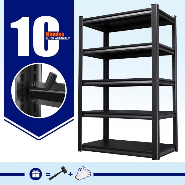 product-fancy-51c7d050-5997-4dfa-8c1a-235d7263ecd8 72''H 5-Tier Metal Bookshelf, Freestanding Heavy Duty Storage Shelving Unit, Industrial Metal Frame Book Organizer Rack, Display Shelf for Home Office Bedroom Living Room Kitchen Garage Corner Organization