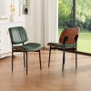 product-fancy-51c936a8-5272-471b-956c-96c8e569523f Padded Seat & Backrest - Modern Faux Leather Dining Chairs - Set Of 2 - Metal Legs with Adjustable Feet - for Kitchen, Dining Room, Office